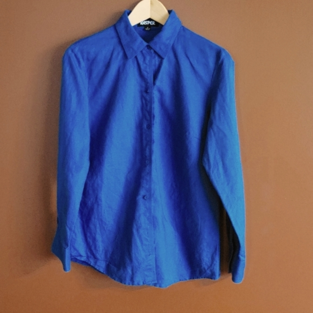 Kasper Linen/cotton button down shirt size 6 - Picture 2 of 9